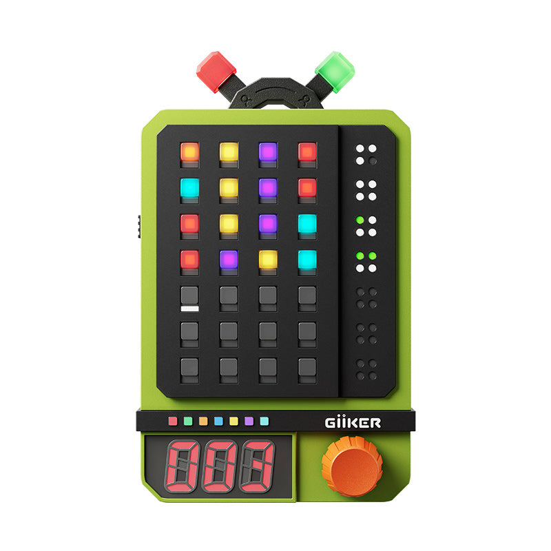 Frontalansicht des GiiKER Super Decoder mit orangefarbenem Drehregler