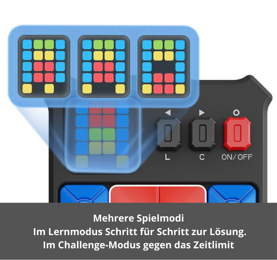LED-Display des GiiKER Super Slide mit unterschiedlichen Spielmodi