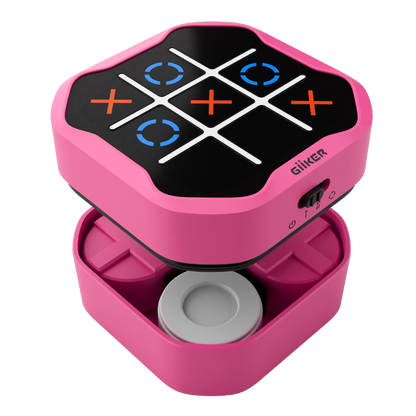 GiiKER Tic-Tac-Toe – Elektronisches Spielgerät in Pink mit integriertem Staufach für Spielsteine